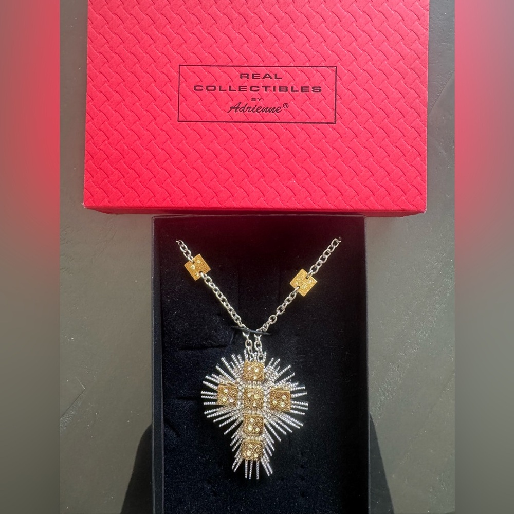 Adrienne Gold and Silver Cross Necklace